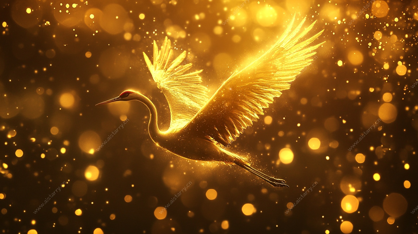 金色仙鹤飞舞图