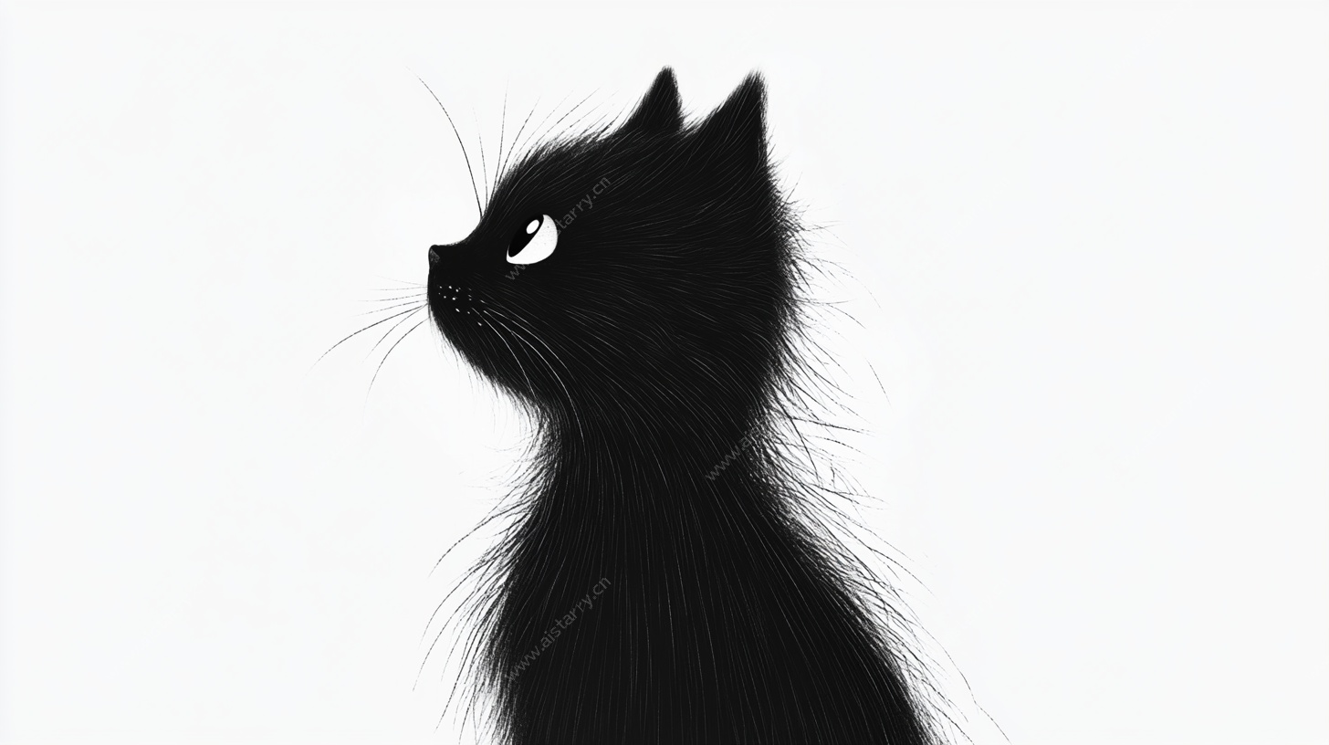 黑猫侧影图