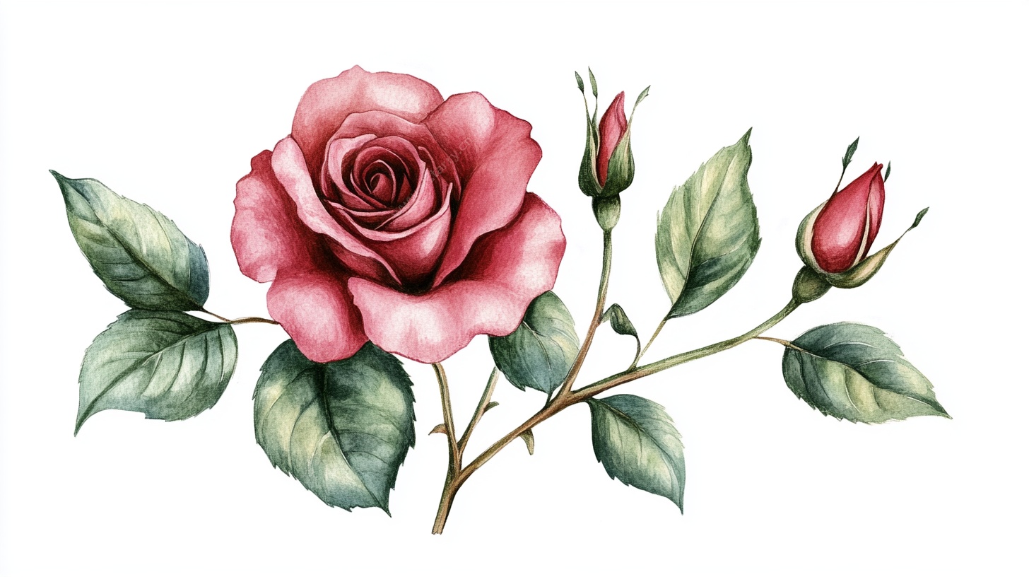 水彩粉色玫瑰插画
