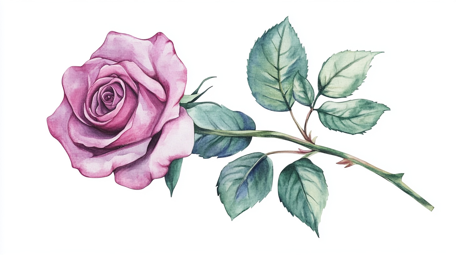 淡紫色水彩玫瑰插画