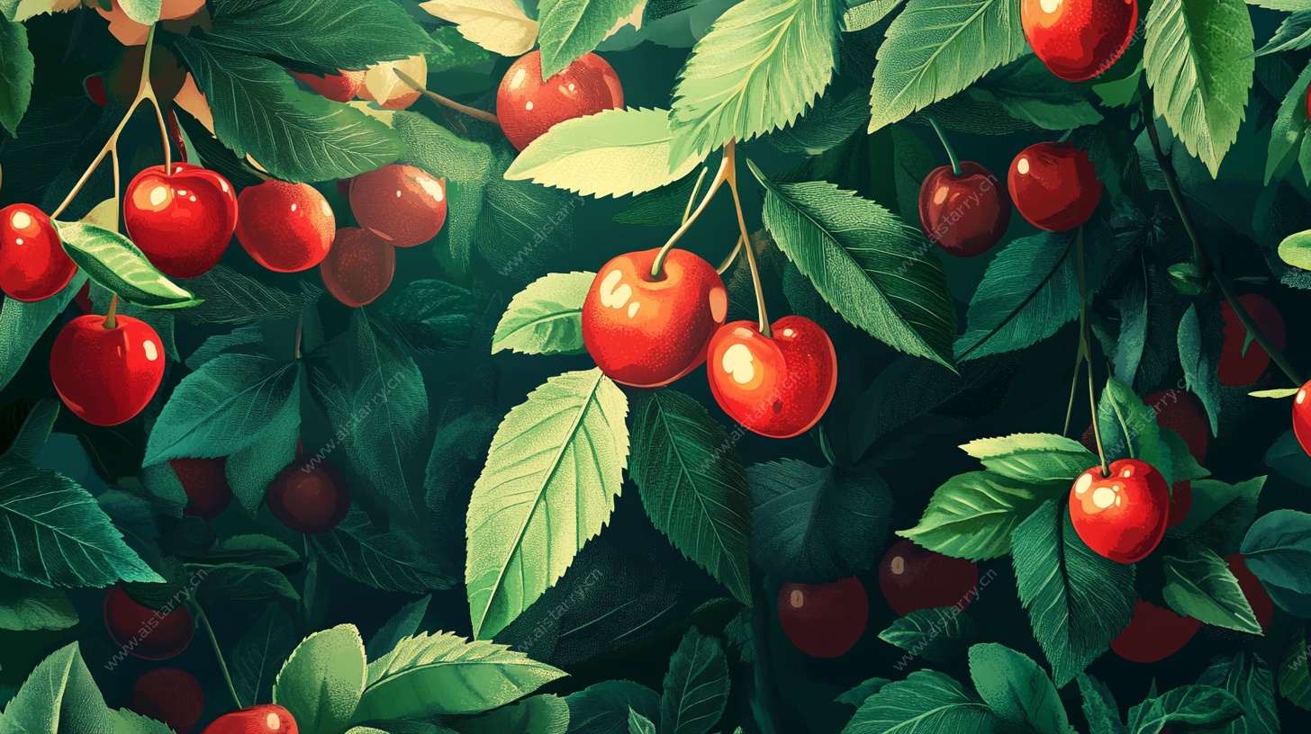 硕果累累的樱桃树