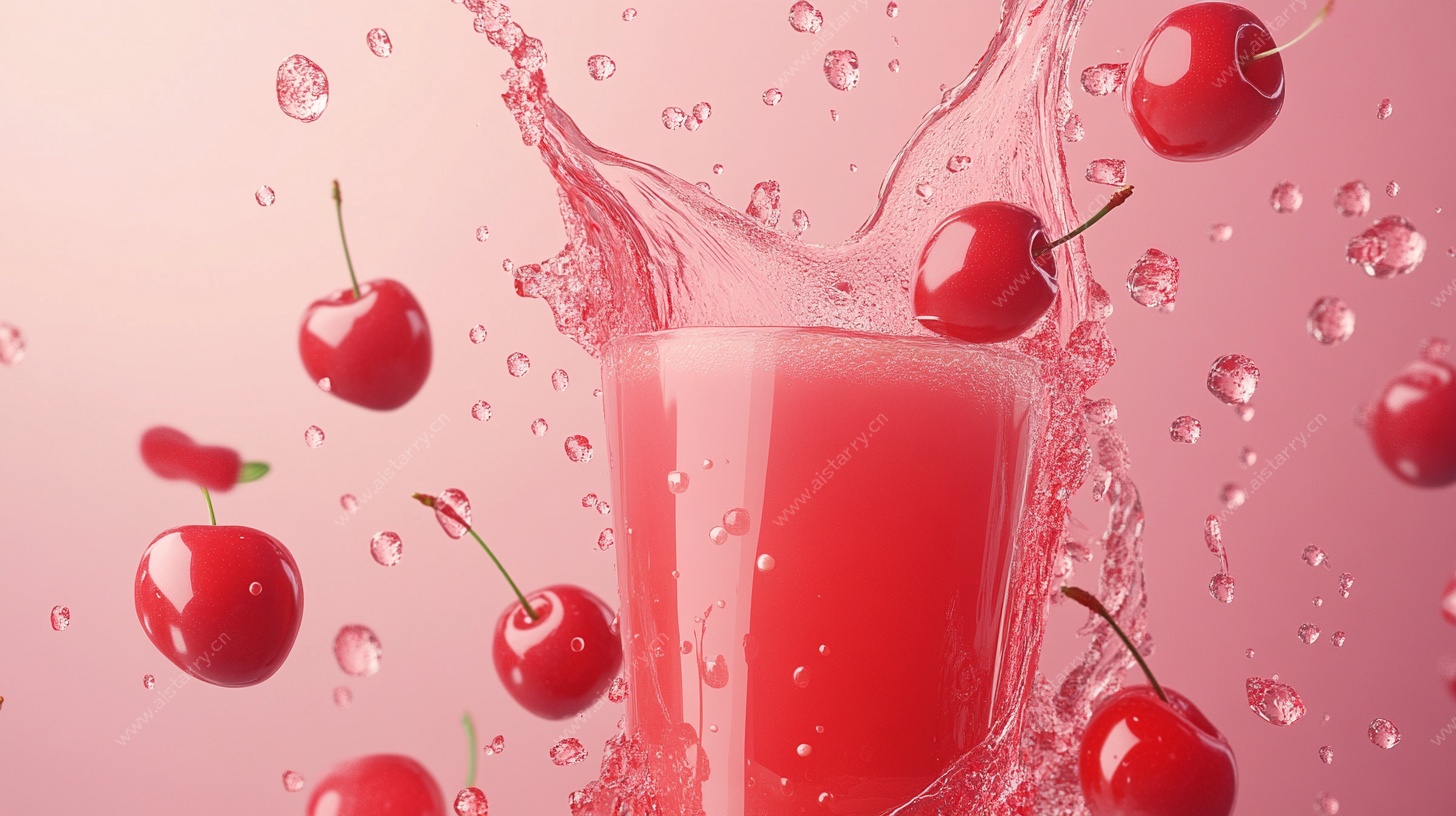 樱桃果汁飞溅瞬间