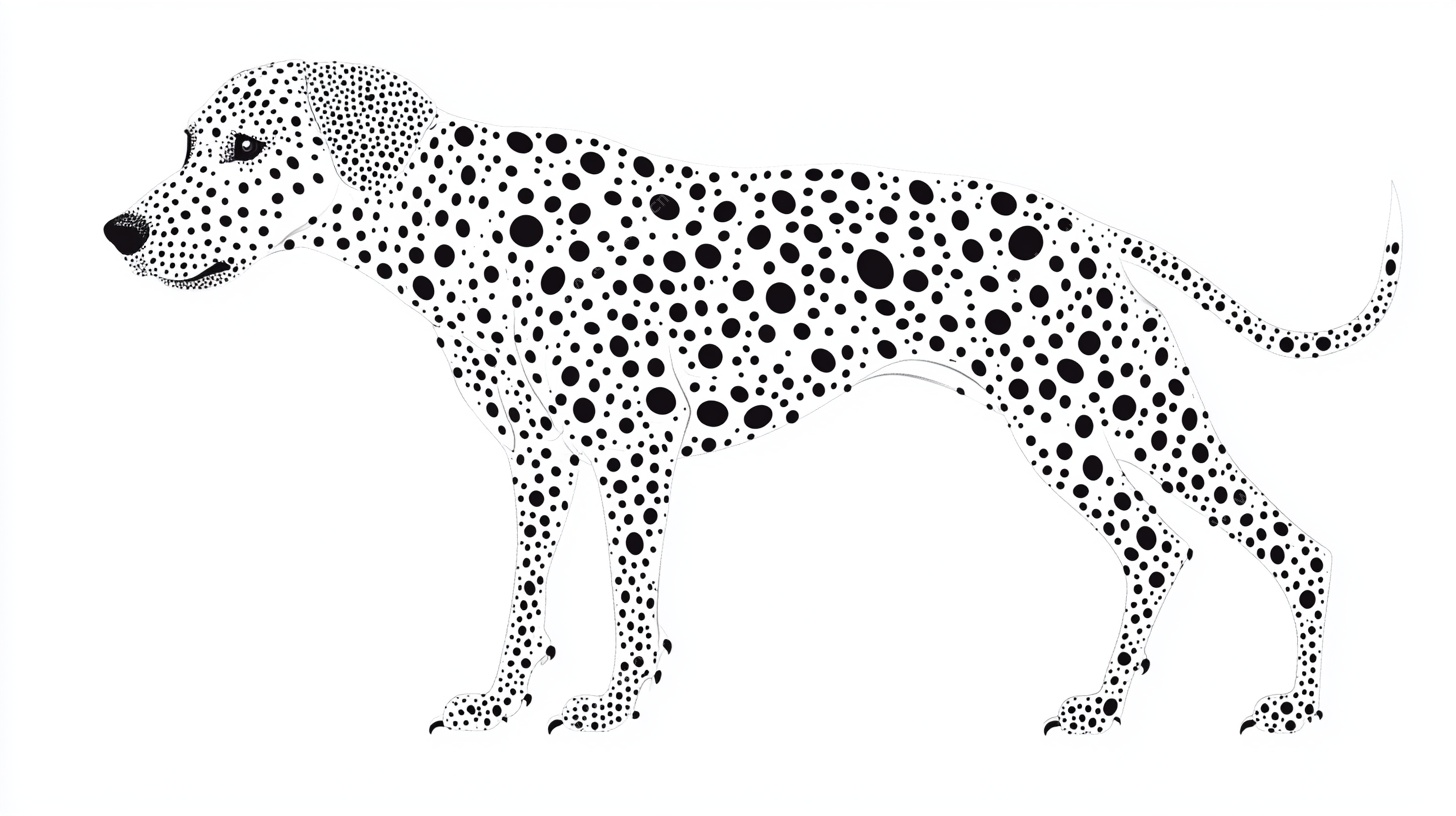 斑点狗黑白插画