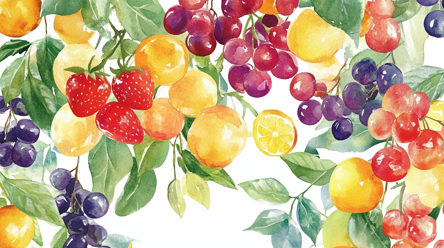 缤纷水彩水果图案