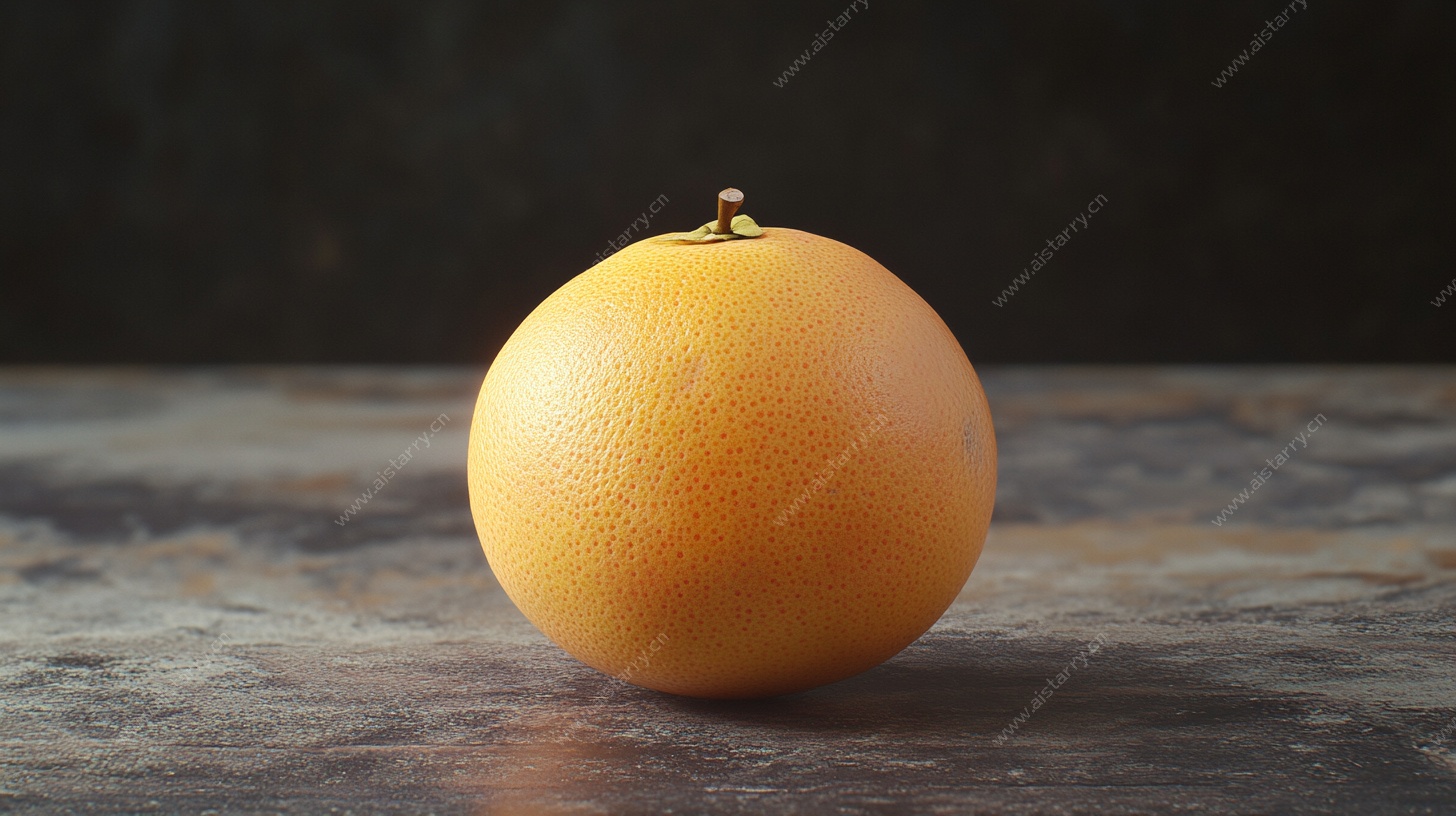 单个黄柚子静物特写