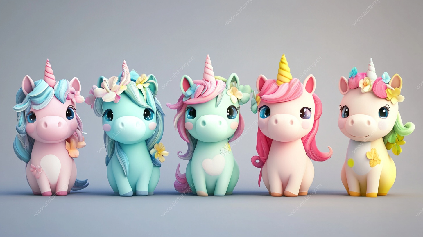 可爱独角兽玩偶摆件