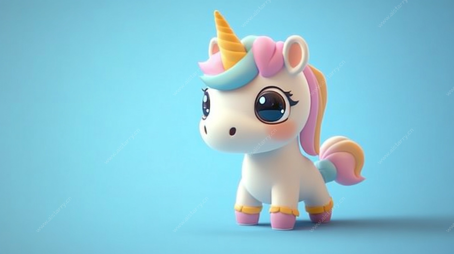 可爱独角兽3D卡通形象