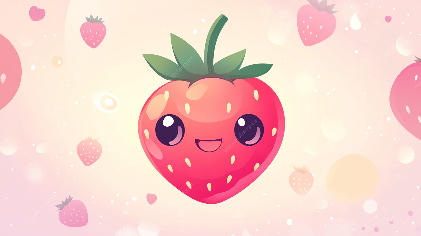 可爱草莓卡通形象背景图