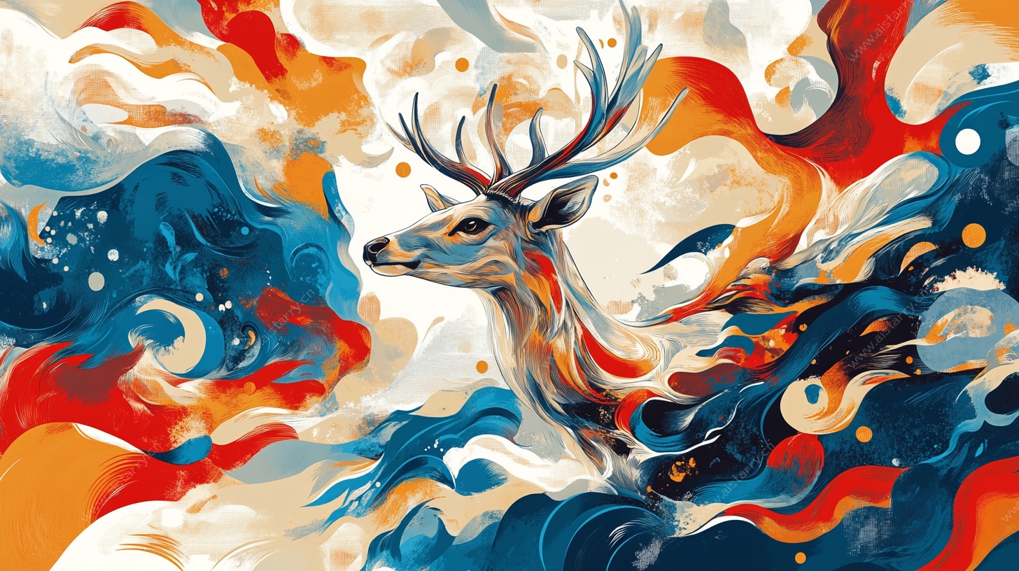 奇幻鹿影 绚丽色彩绘就