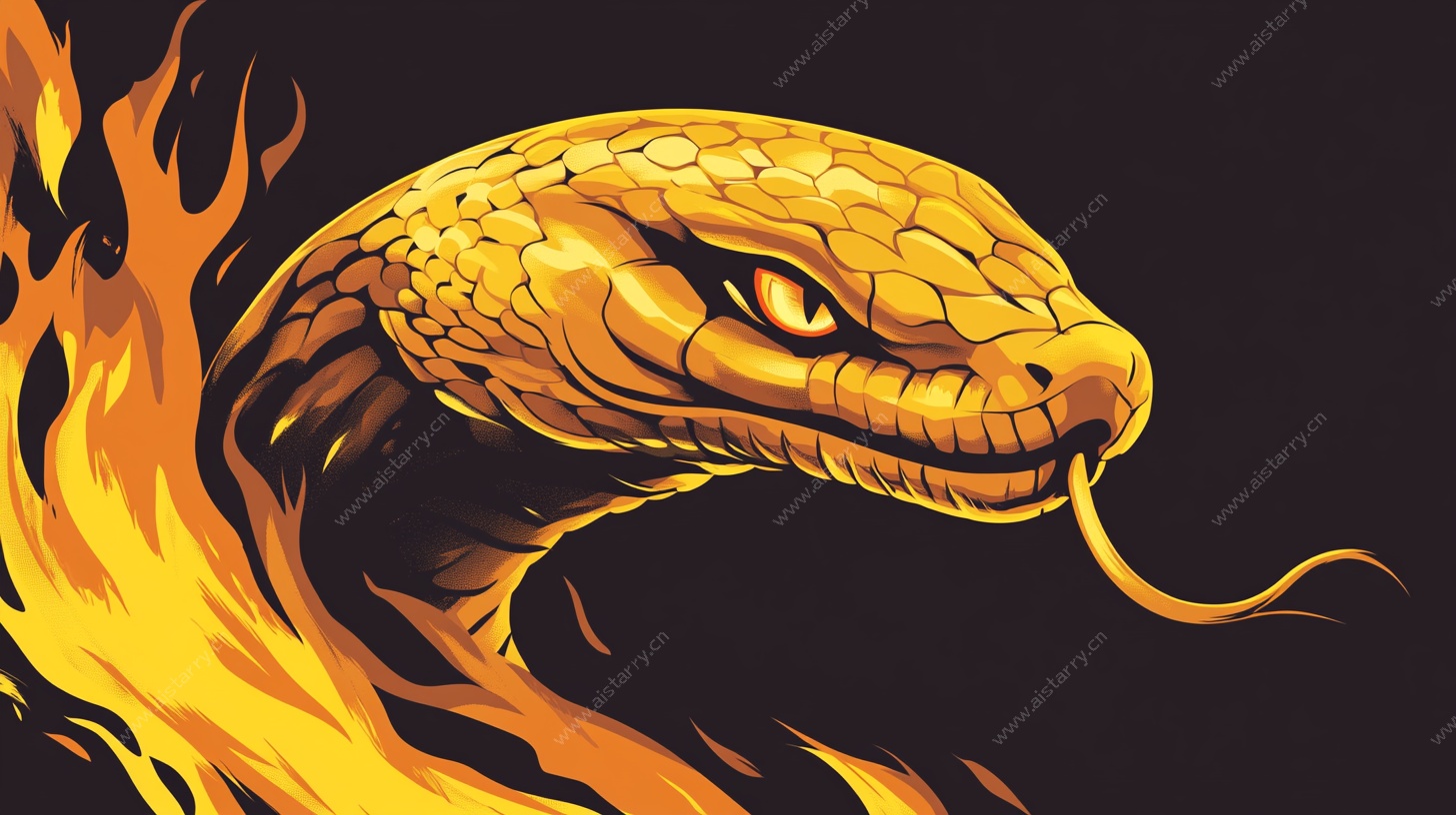 火焰环绕的凶猛金蛇