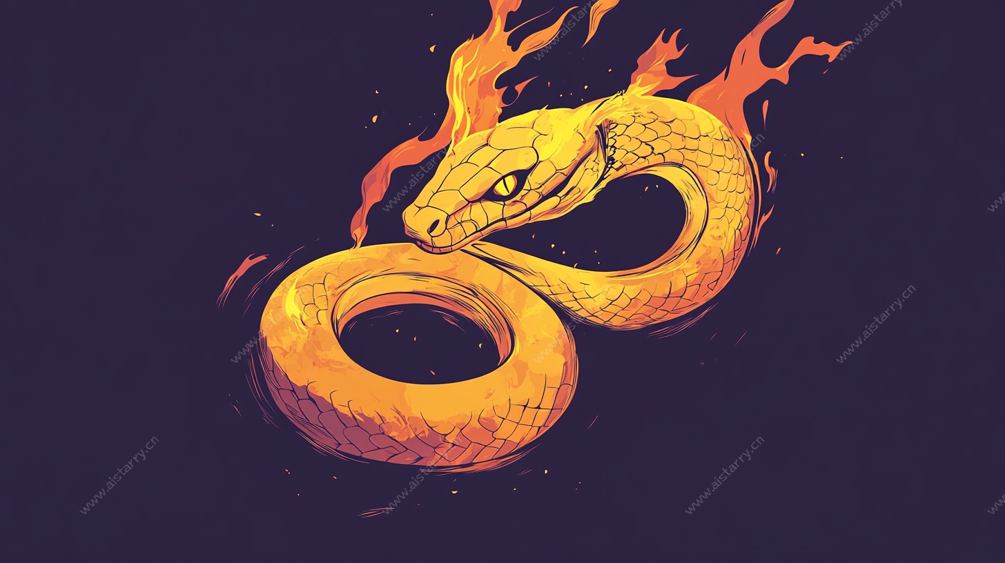 火焰缠绕的金色灵蛇