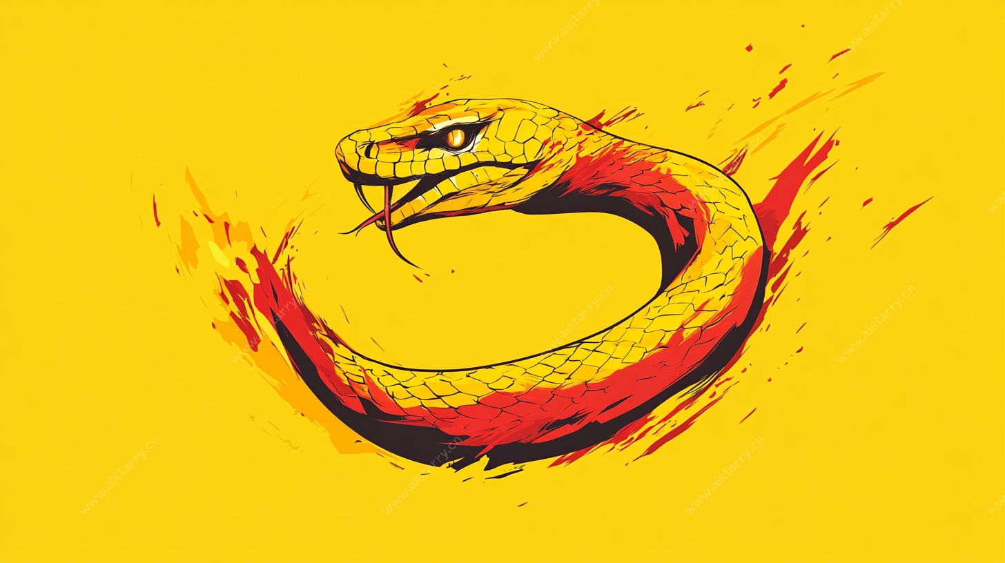 黄色动感蛇形插画