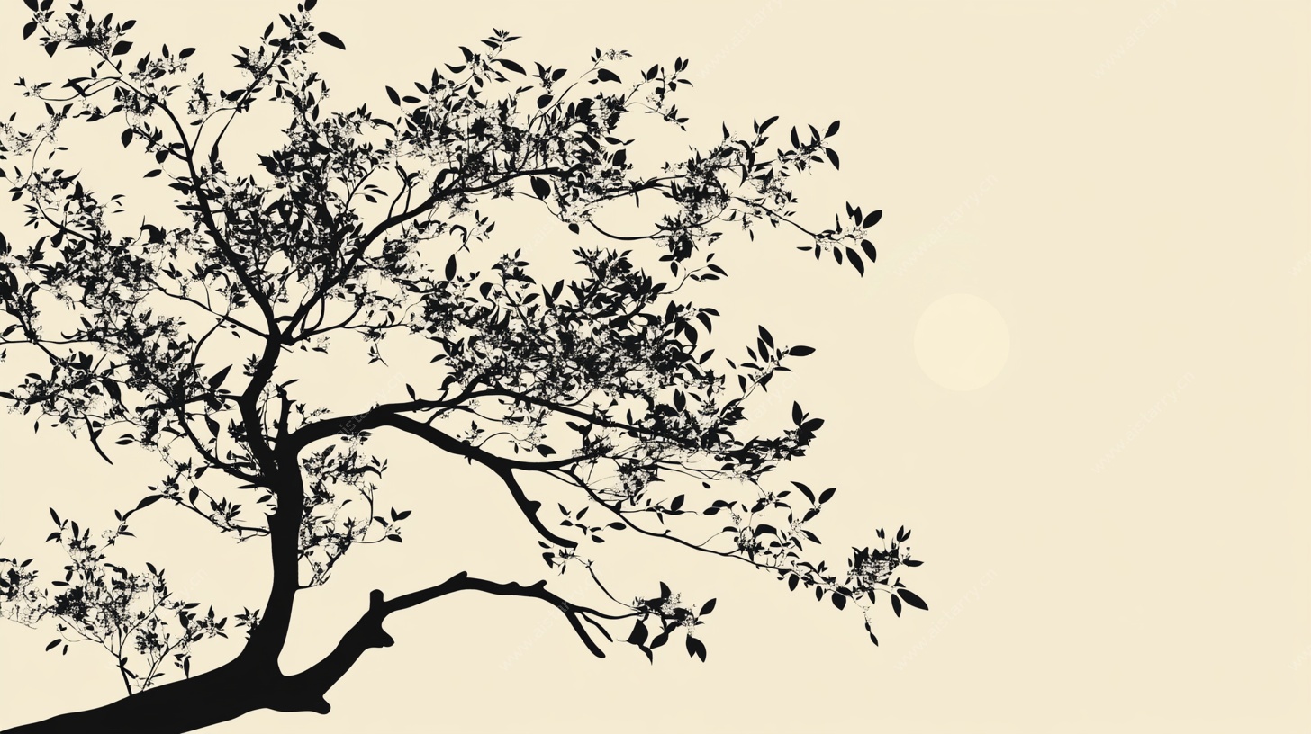 水墨树枝剪影图