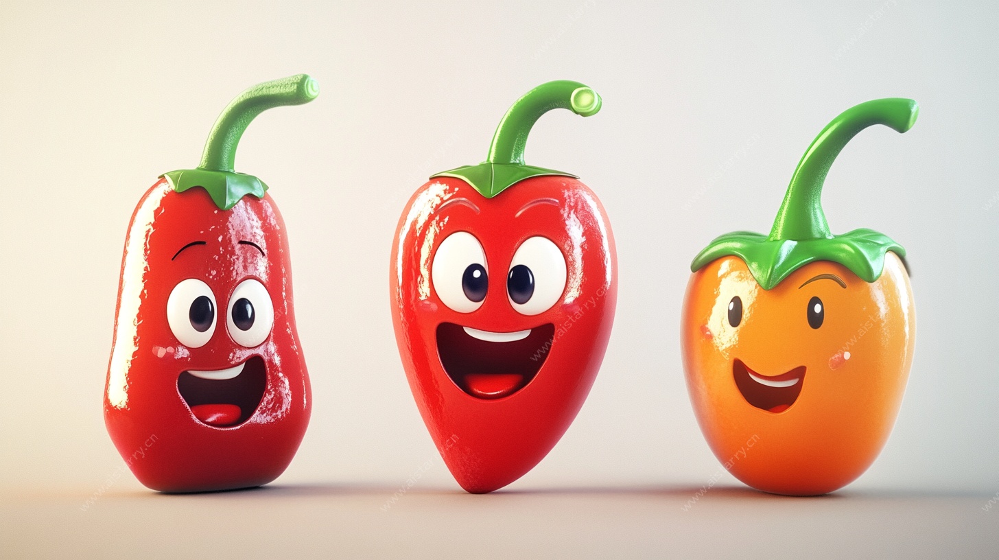 可爱卡通辣椒三兄弟
