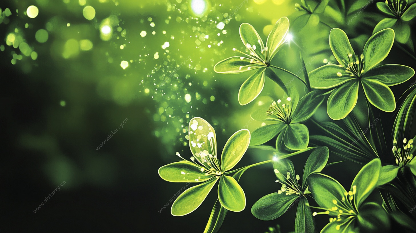 梦幻绿植物光效背景图