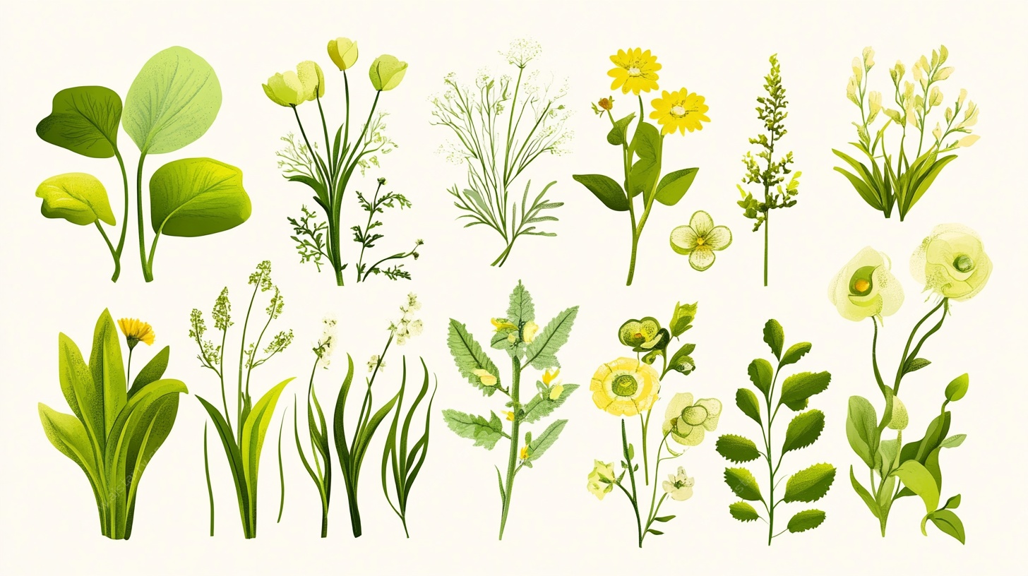 清新手绘风绿植花卉集合