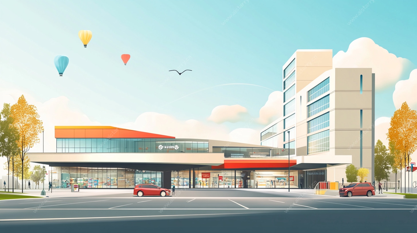 现代商业建筑外观场景