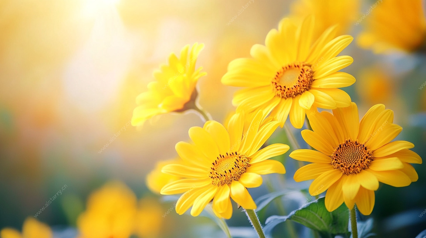 阳光下的黄色雏菊