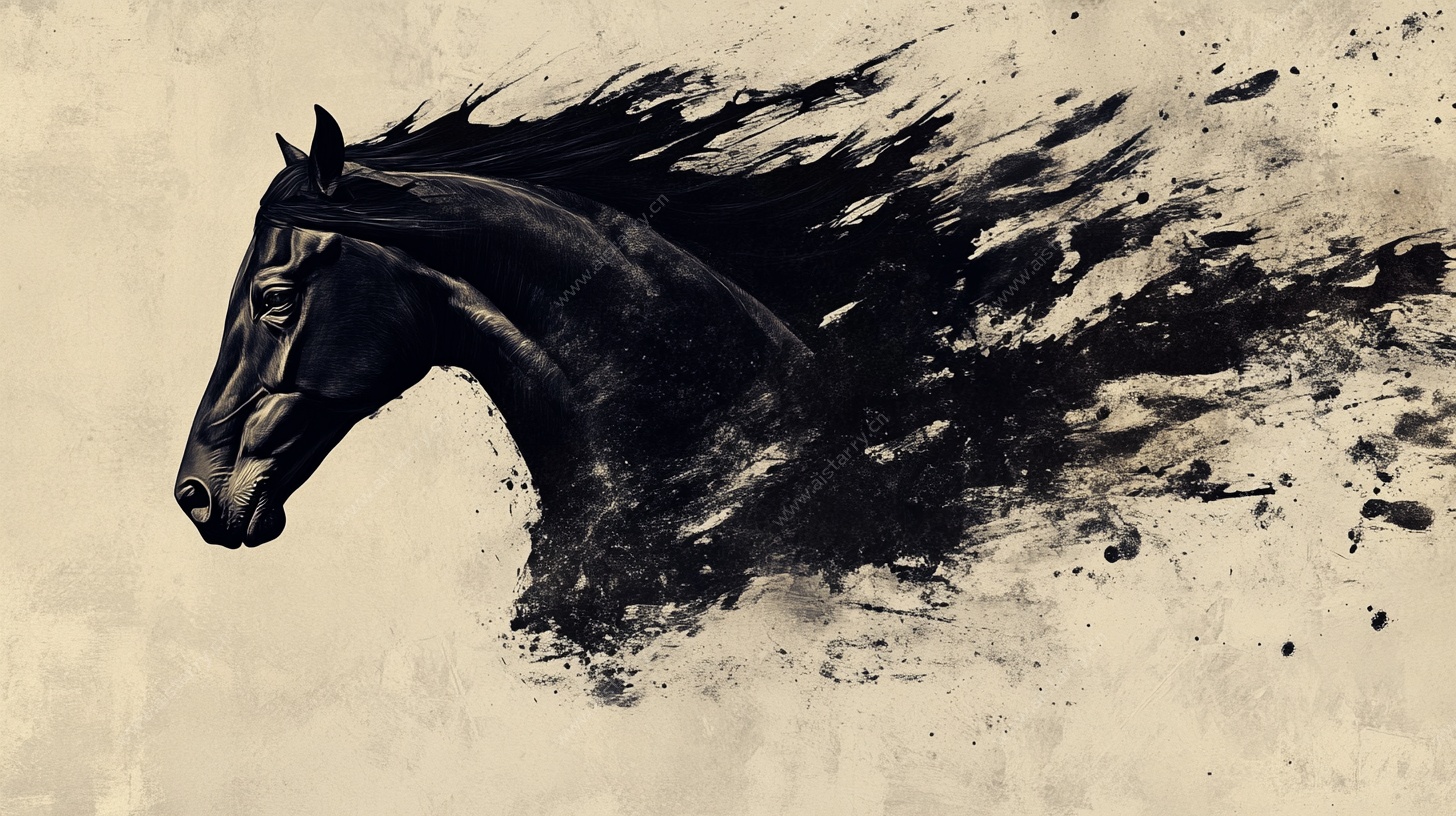 水墨奔马图
