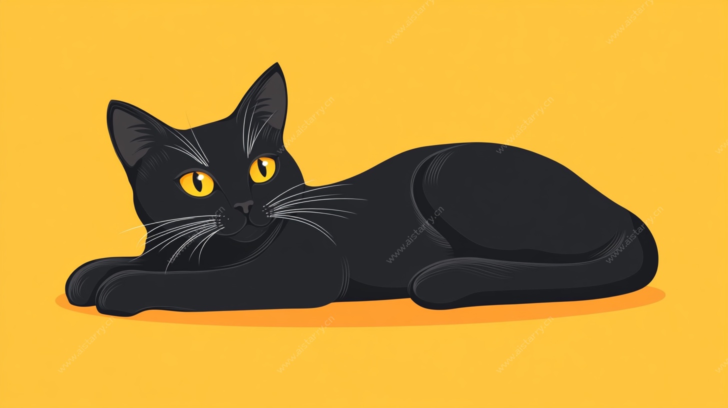 趴着的黑猫插画