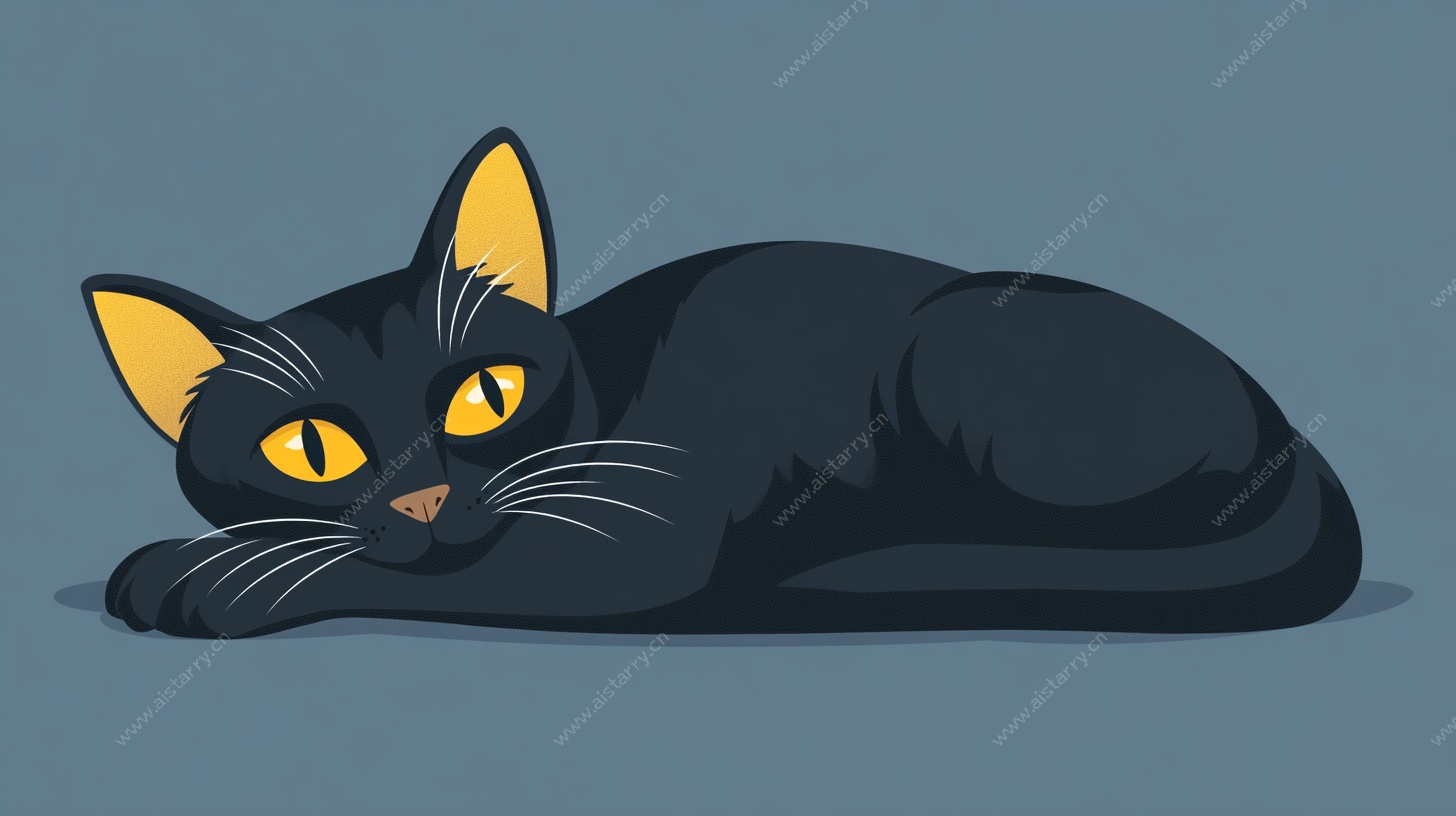 趴着的黑猫插画