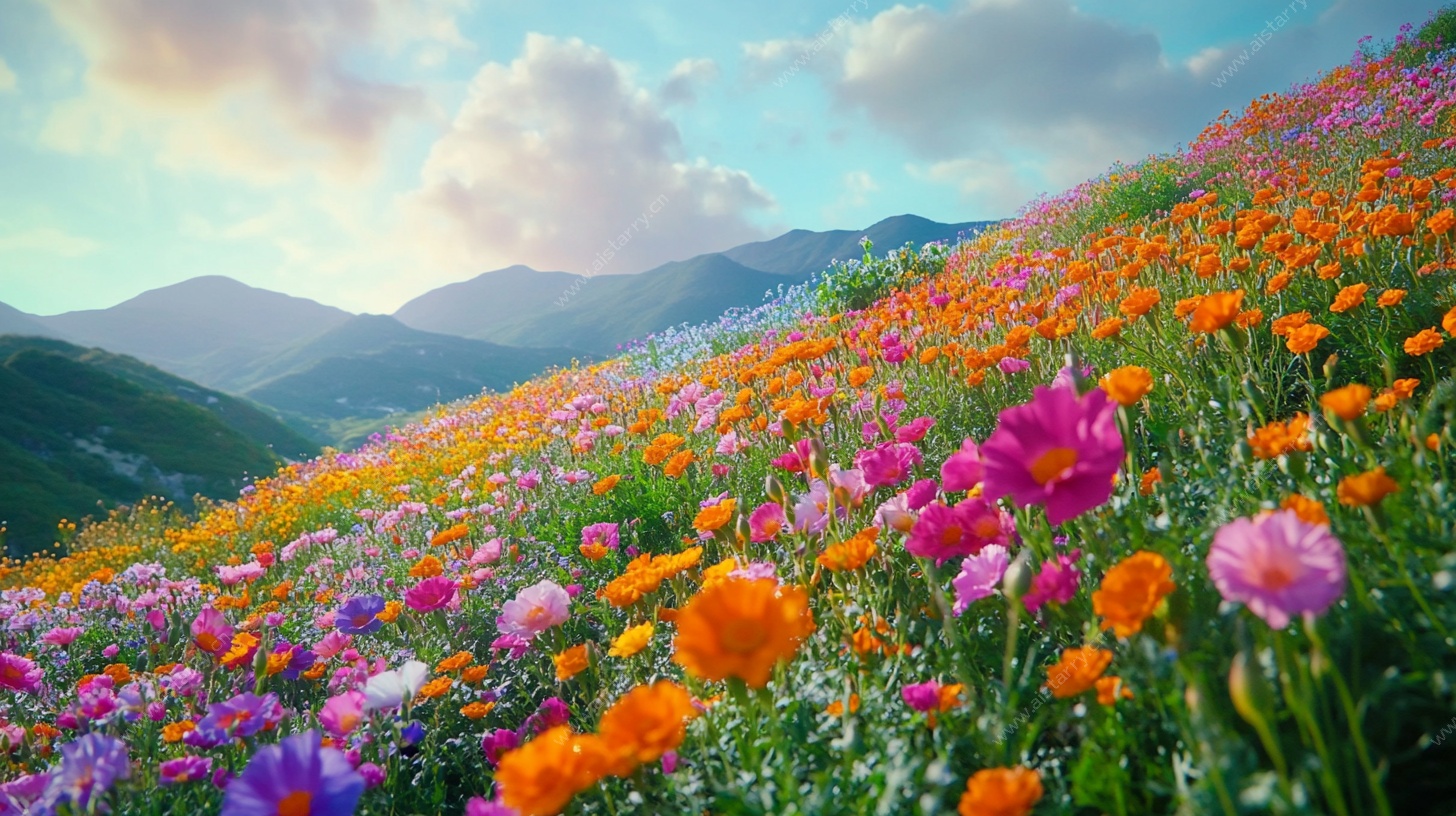 山间烂漫花海美景