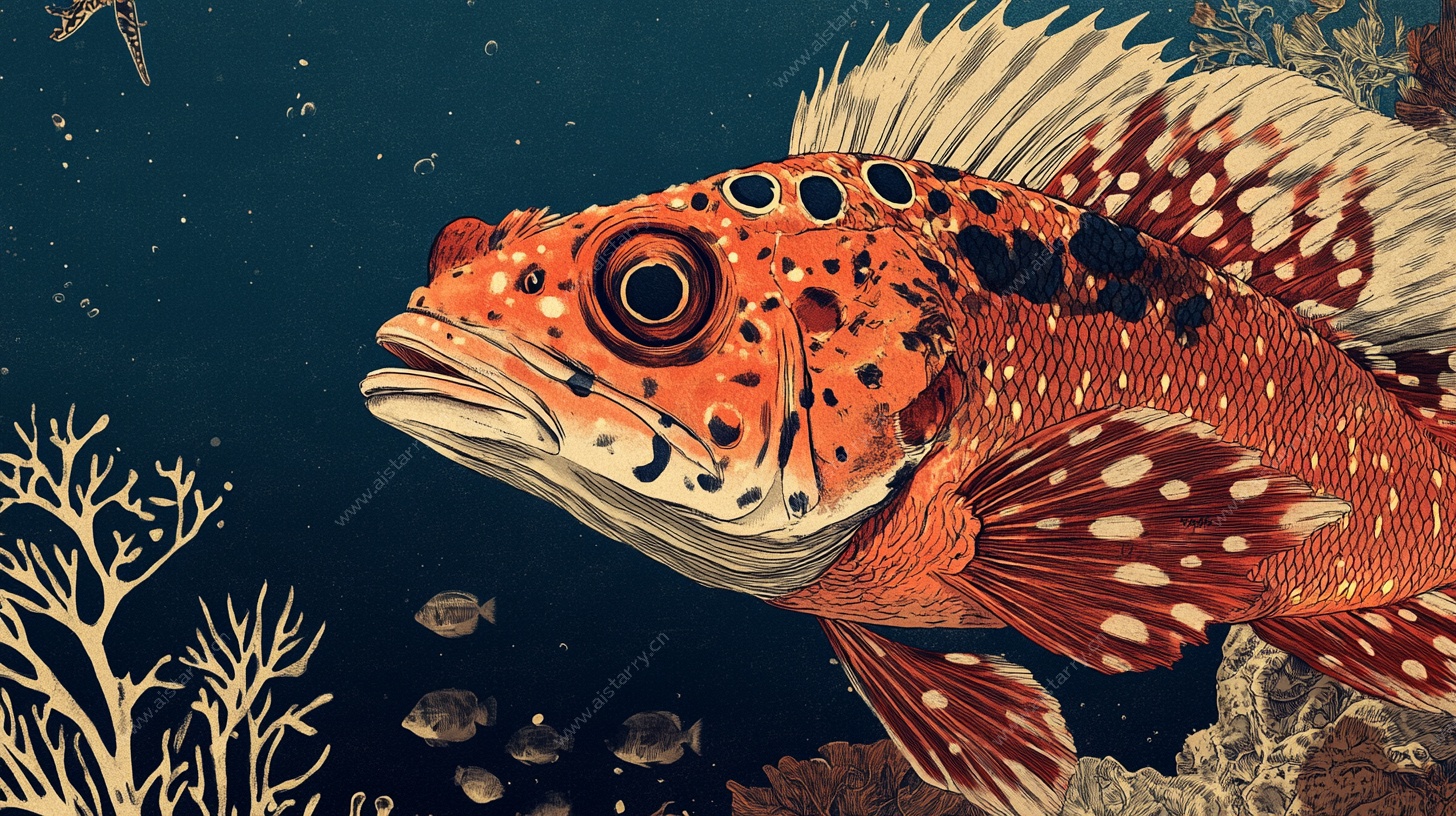 海洋中的多彩石斑鱼