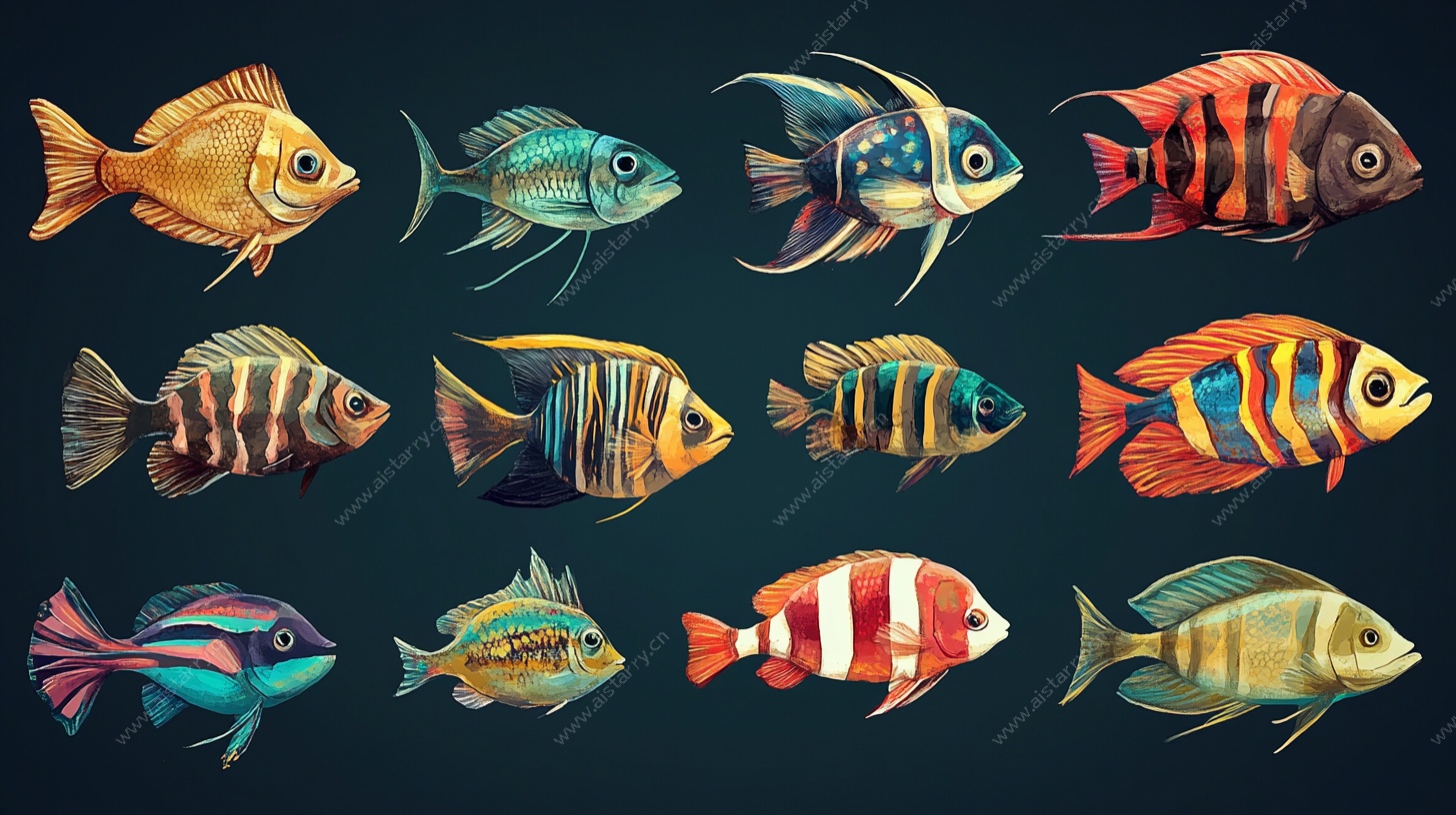 多彩手绘观赏鱼集合