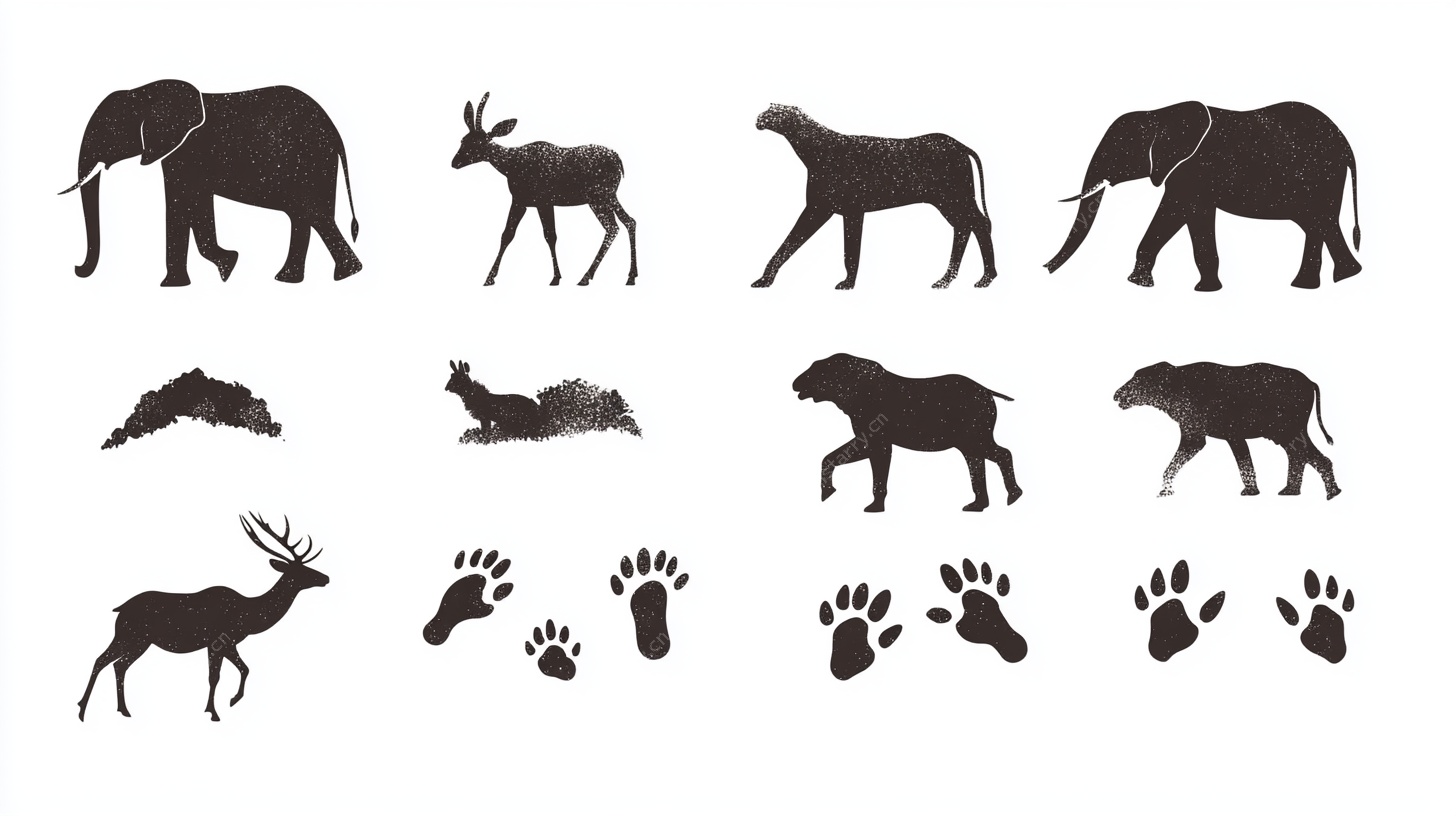 动物剪影及脚印素材集