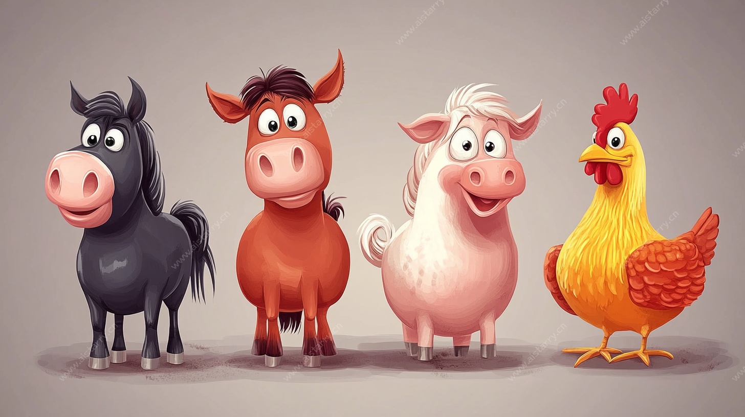 可爱农场动物插画