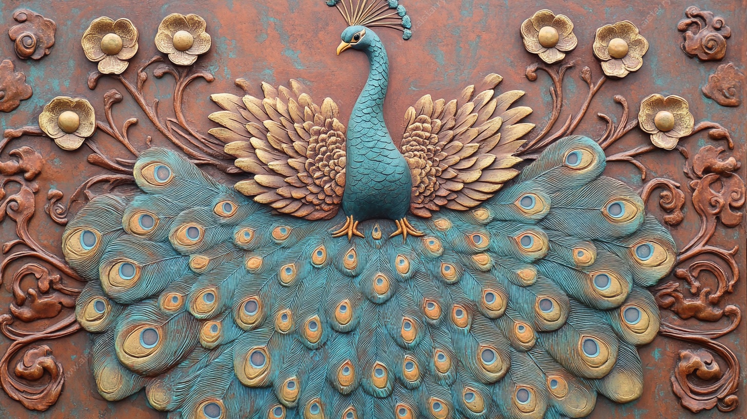 孔雀浮雕艺术装饰图案