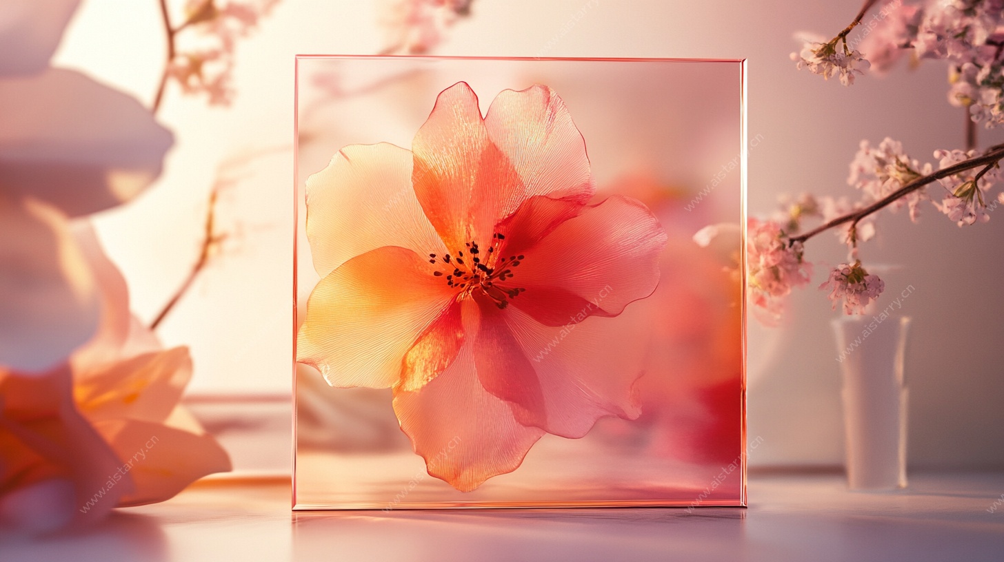 透明方块中的唯美花卉