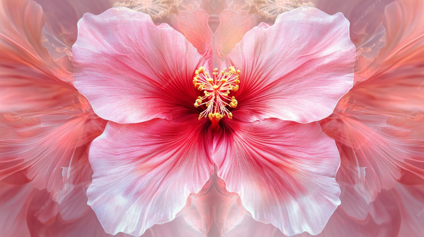 梦幻粉色木槿花绽放