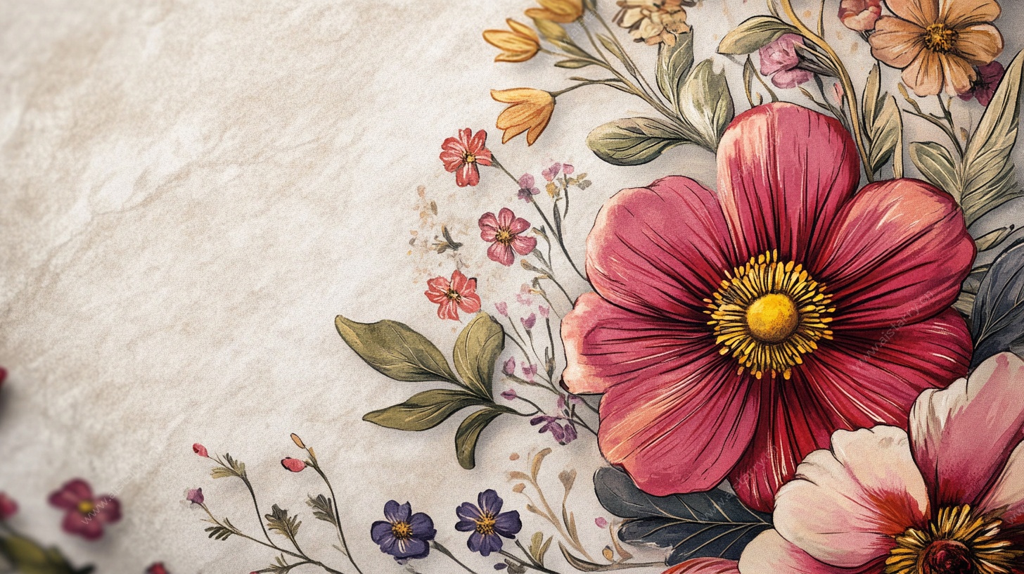 复古花卉装饰画一角