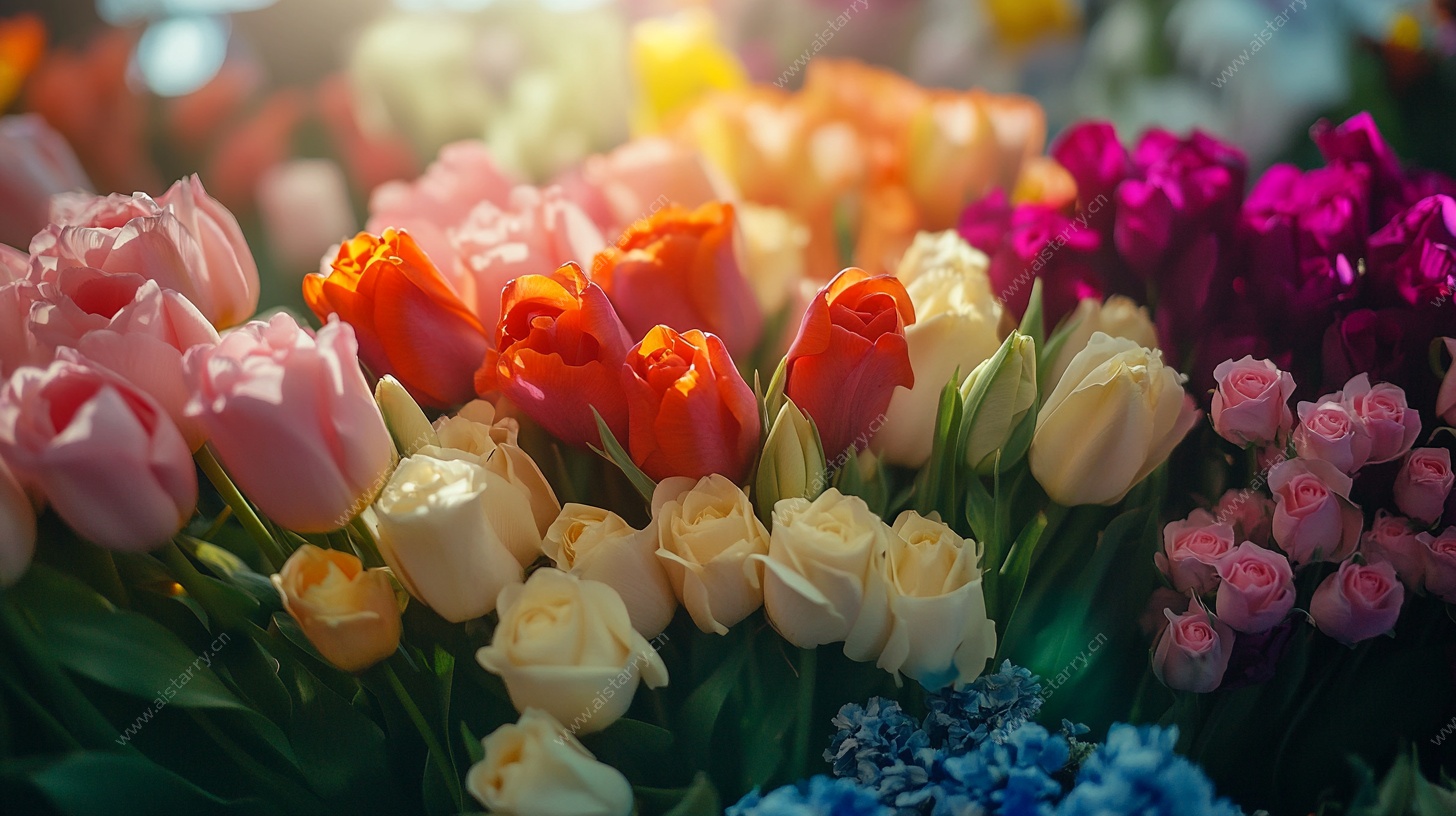 多彩郁金香花束