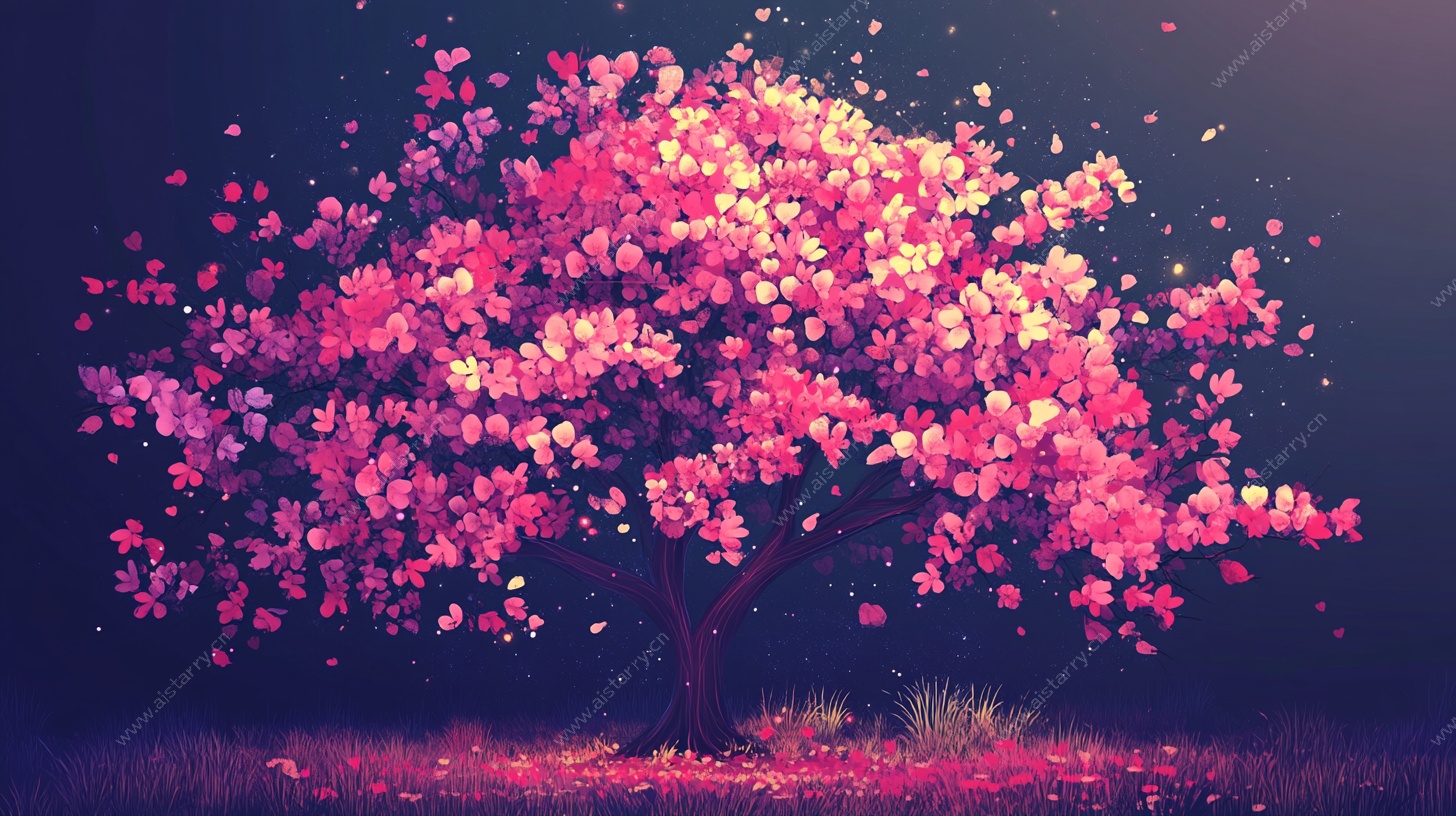 梦幻粉色繁花树