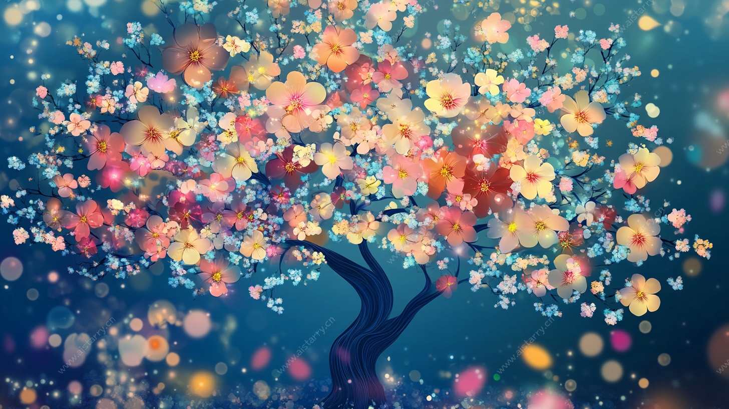 梦幻繁花树 绚丽背景图