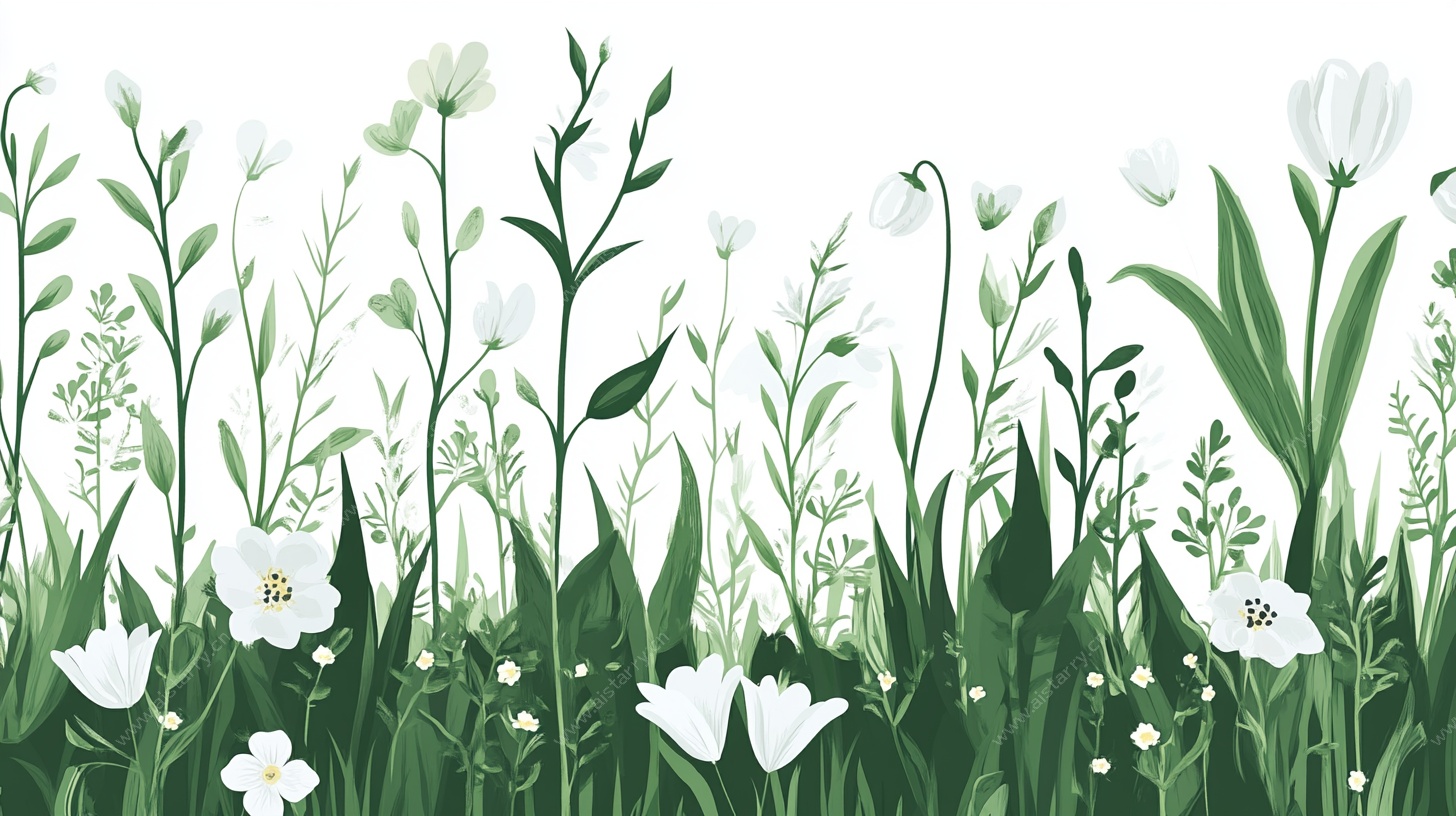 清新花草植物边框插画