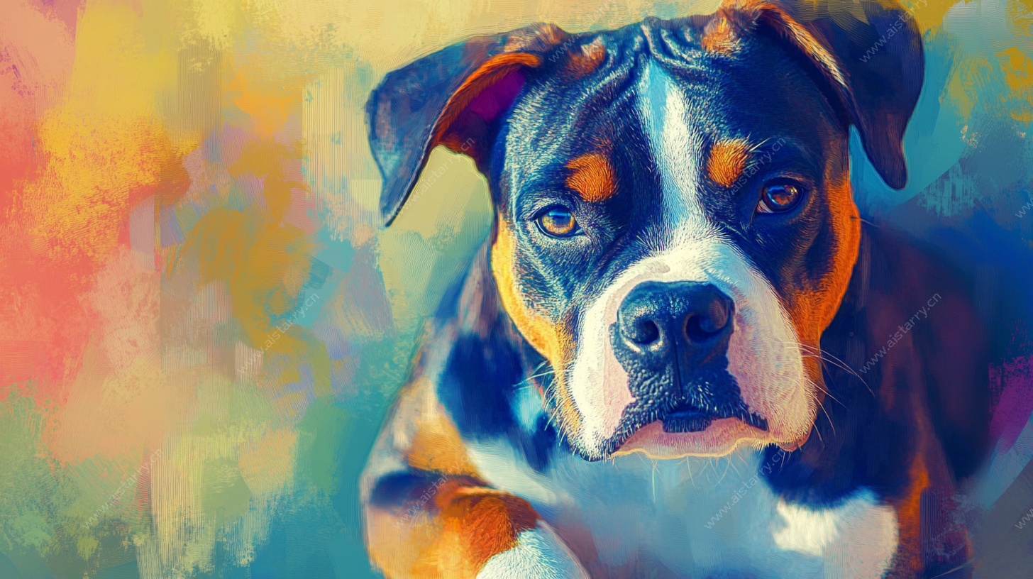 彩色绘画风格的可爱狗狗