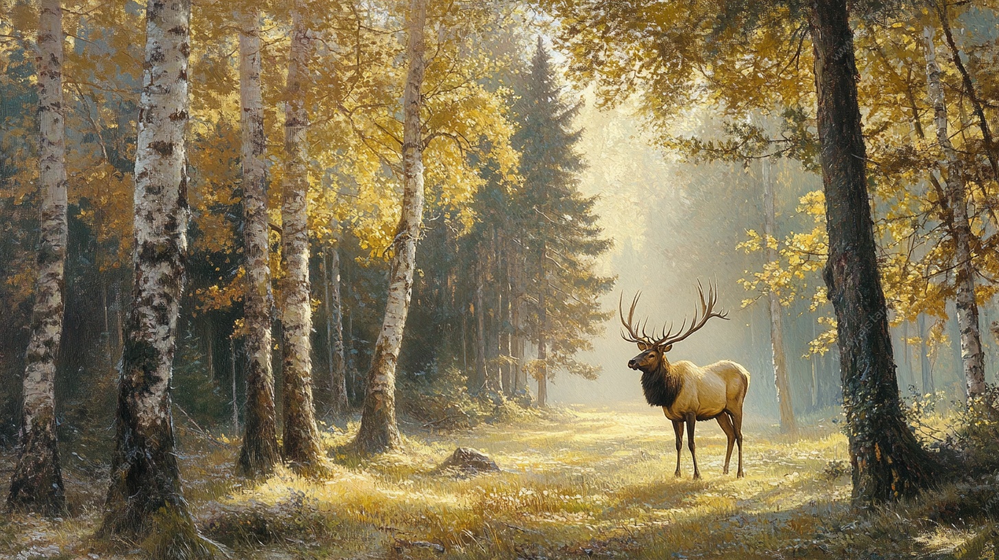 秋日森林中的麋鹿