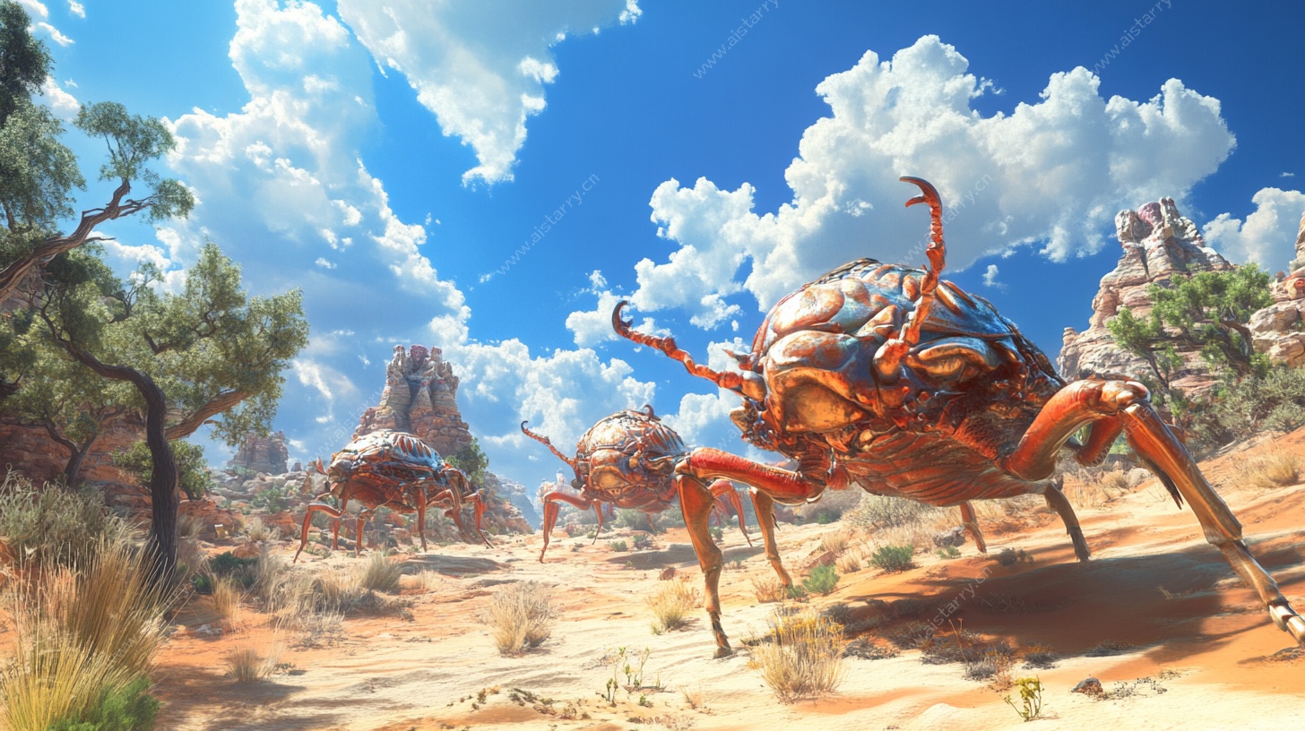 沙漠中的机械巨虫奇观