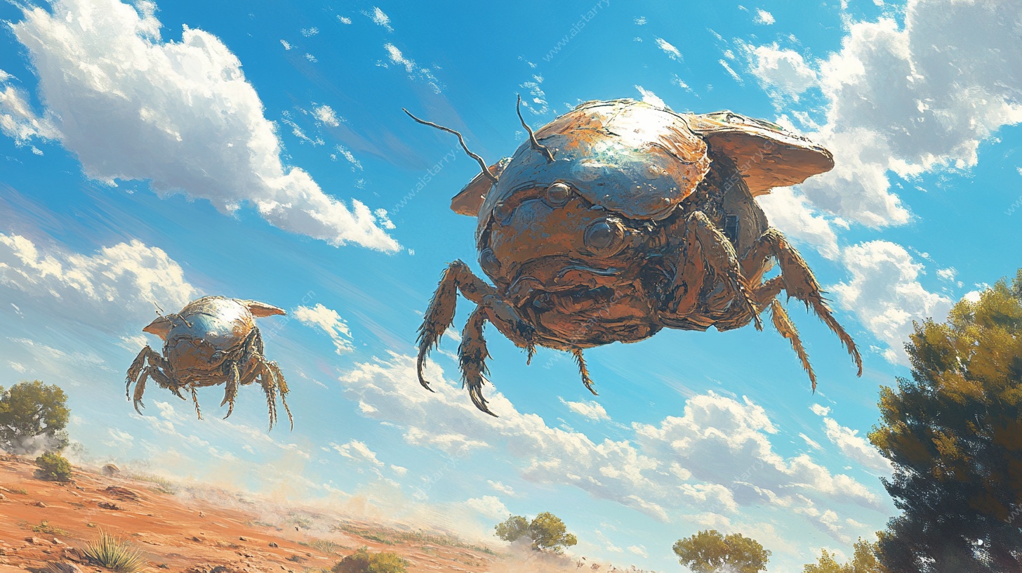 空中机械巨蟹科幻场景