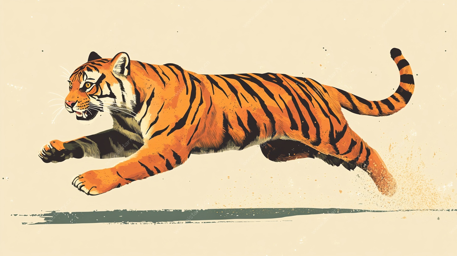 奔跑的老虎插画