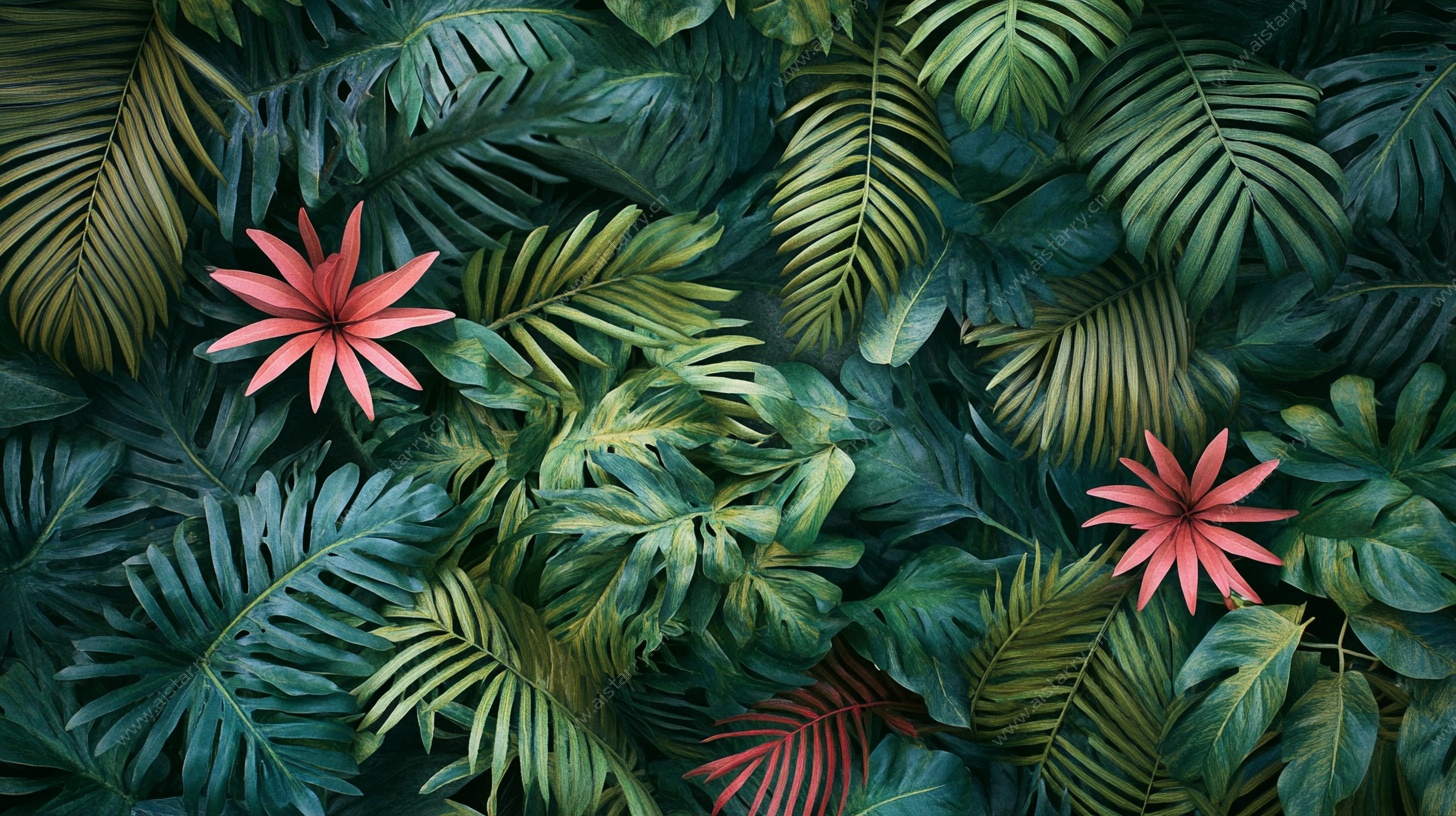 热带绿植花卉背景图