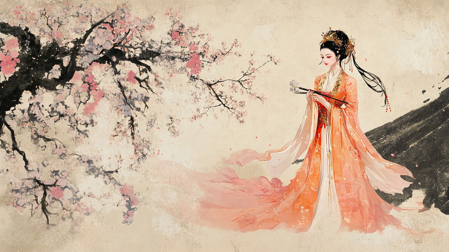 古风佳人赏梅图