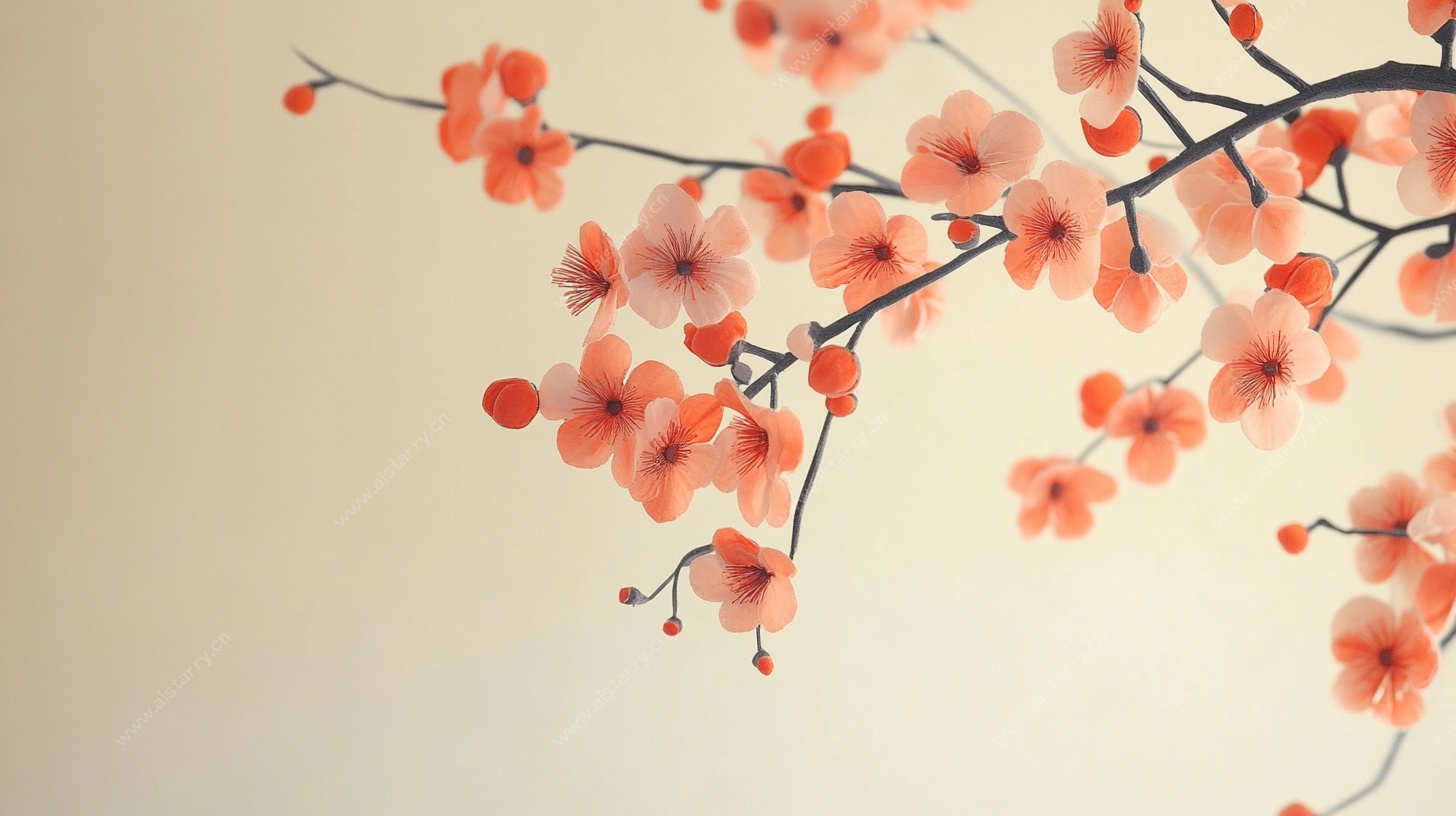 粉色桃花枝特写