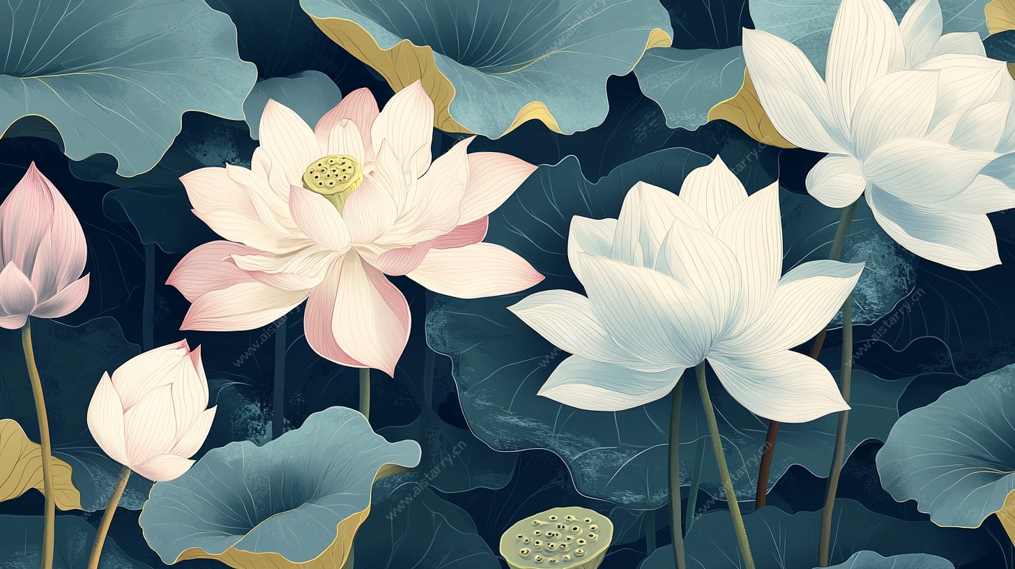 水墨风荷花插画