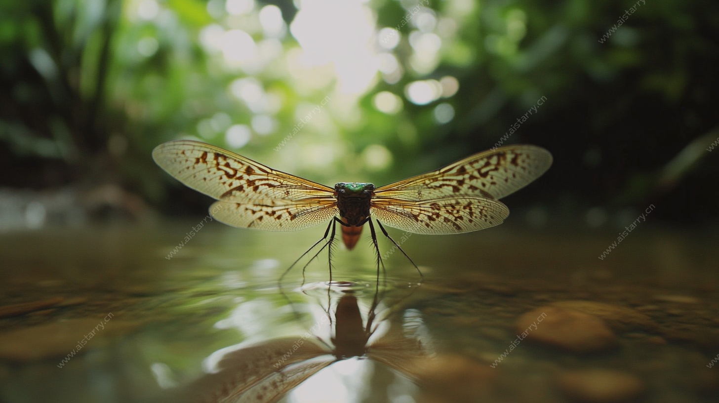 停于水面的斑点蜻蜓