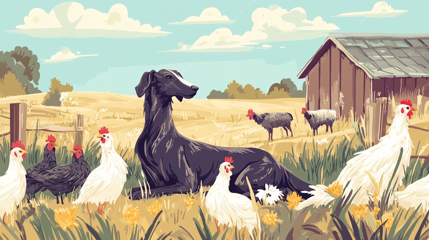 田园中的猎犬与家禽