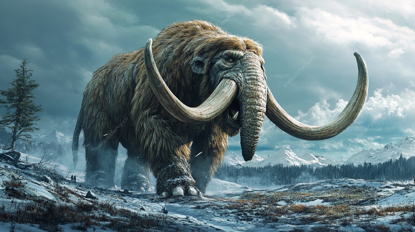 远古猛犸象漫步冰雪世界
